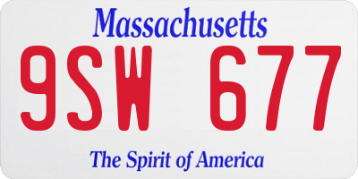 MA license plate 9SW677
