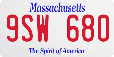 MA license plate 9SW680