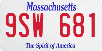 MA license plate 9SW681