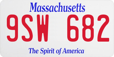 MA license plate 9SW682
