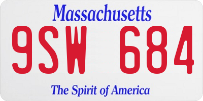 MA license plate 9SW684