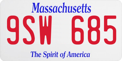 MA license plate 9SW685