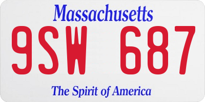 MA license plate 9SW687