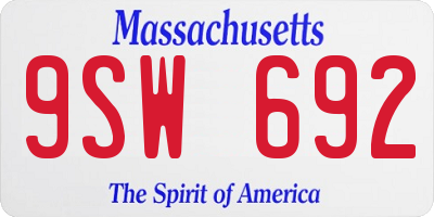 MA license plate 9SW692