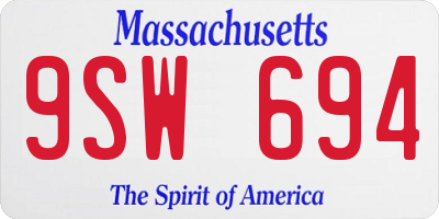 MA license plate 9SW694