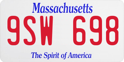 MA license plate 9SW698
