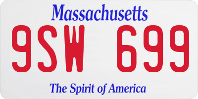 MA license plate 9SW699