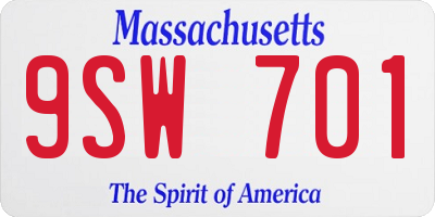 MA license plate 9SW701