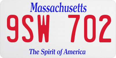 MA license plate 9SW702