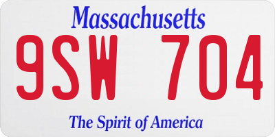 MA license plate 9SW704