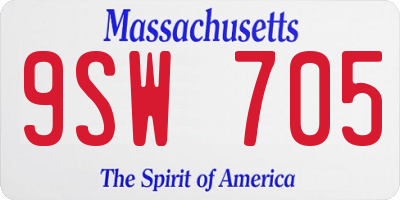 MA license plate 9SW705