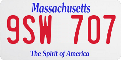 MA license plate 9SW707