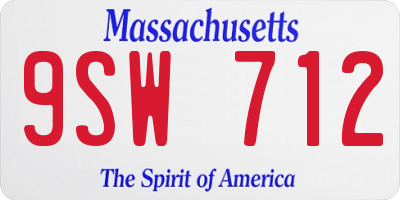 MA license plate 9SW712