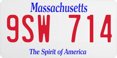 MA license plate 9SW714