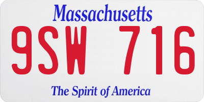 MA license plate 9SW716