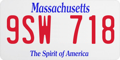 MA license plate 9SW718