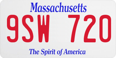 MA license plate 9SW720
