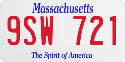 MA license plate 9SW721