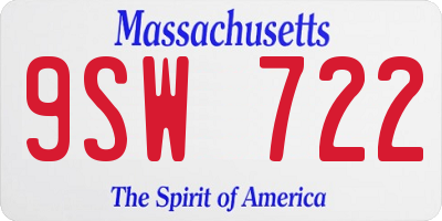 MA license plate 9SW722