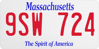 MA license plate 9SW724