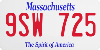 MA license plate 9SW725