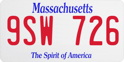 MA license plate 9SW726