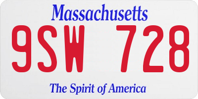 MA license plate 9SW728