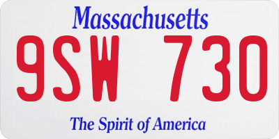 MA license plate 9SW730