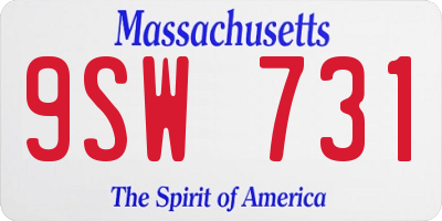 MA license plate 9SW731