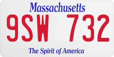 MA license plate 9SW732