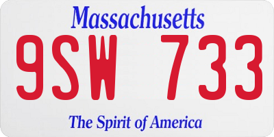 MA license plate 9SW733