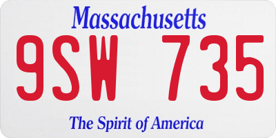 MA license plate 9SW735
