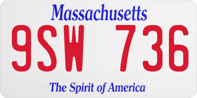MA license plate 9SW736