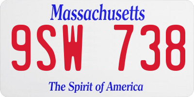 MA license plate 9SW738