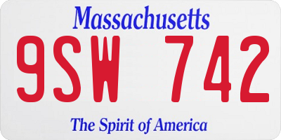 MA license plate 9SW742