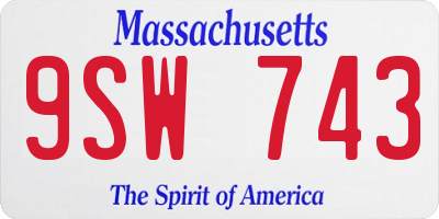 MA license plate 9SW743