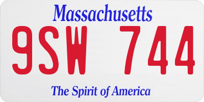 MA license plate 9SW744