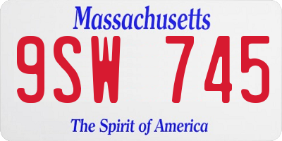 MA license plate 9SW745