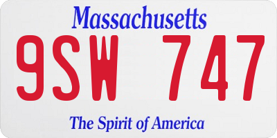 MA license plate 9SW747