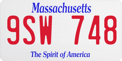 MA license plate 9SW748