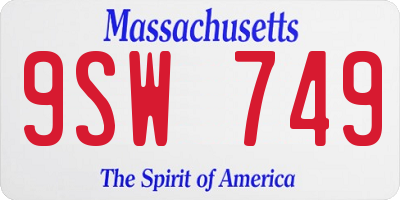 MA license plate 9SW749