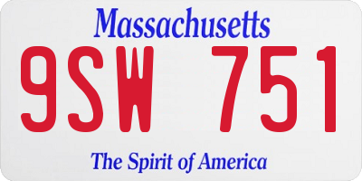 MA license plate 9SW751