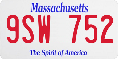 MA license plate 9SW752