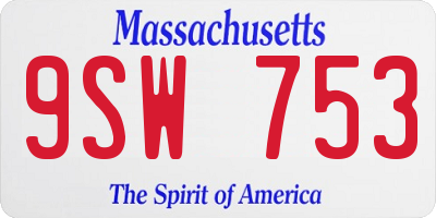 MA license plate 9SW753