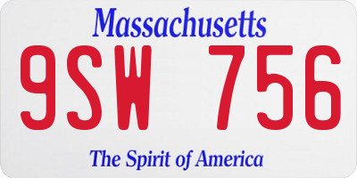 MA license plate 9SW756