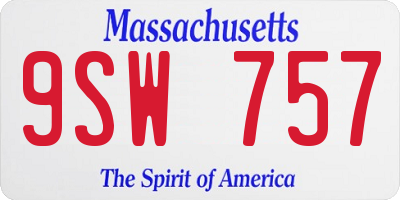 MA license plate 9SW757