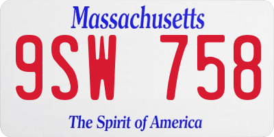 MA license plate 9SW758