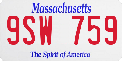 MA license plate 9SW759
