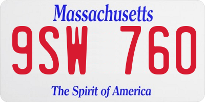 MA license plate 9SW760