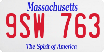 MA license plate 9SW763